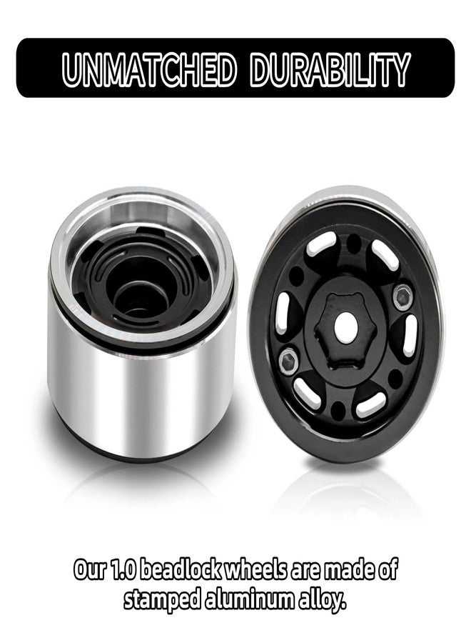 Gueiddi 1.0 beadlock Wheels, 4 pcs Aluminum RC Rim Set Wheel Hub for 1/18，1/24 RC Crawler TRX4M AX24 SCX24 FCX2 (Four Hole Model-Black) - Image 4